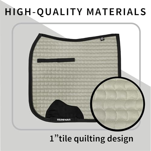 EQUINEWAVE Aria Soft Suede Dressage Saddle Pad – Breathable Moisture-Wicking Lining, Shock-Absorbing Cushion, Contoured Spine, English Horse Saddle Pad - color: Champagne
