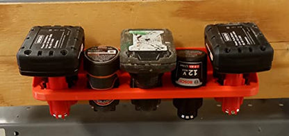 Made by Mitchell M12 Battery Holder for Milwaukee Makita Bosch RIDGID Mount Wall Rack 12V 5 Slot BAT414 BL1014 USA PN M12x5-Mrack - color: Red, size: 5 Slot