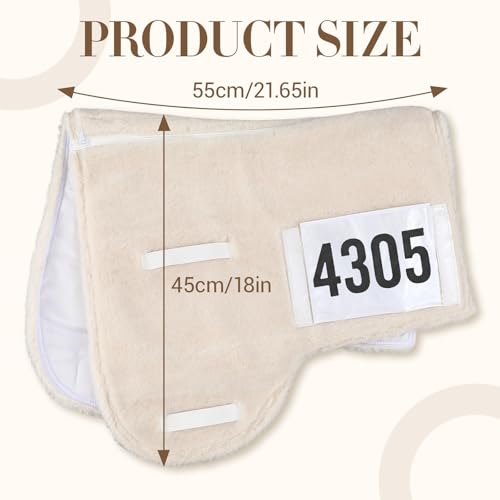 Sadnyy Western Horse Saddle Pad with Non-Glare Number Pockets, Hypo-allergenic Synthetic Fleece Non-Slip Brush Cotton Underside Gel Insert Compatible Durable Equine Supplies Suitable for Competitions