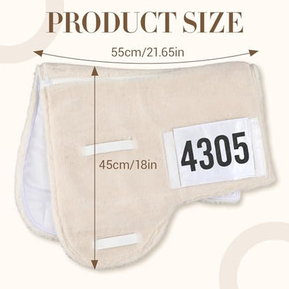 Sadnyy Western Horse Saddle Pad with Non-Glare Number Pockets, Hypo-allergenic Synthetic Fleece Non-Slip Brush Cotton Underside Gel Insert Compatible Durable Equine Supplies Suitable for Competitions