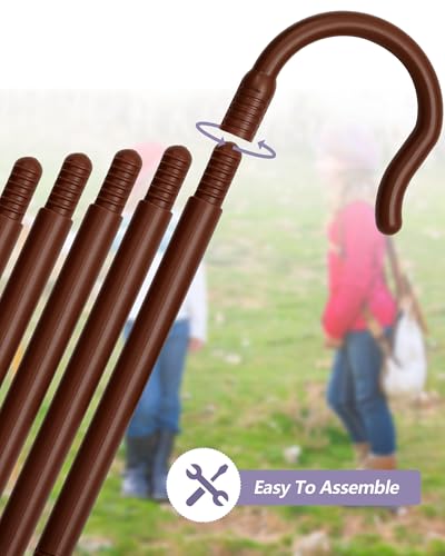 Poen Shepherds Hook Costume Staff 5ft Plastic Walking Cane - color: Brown
