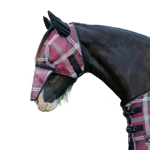 Kensington Draft Signature Fly Mask w/Removable Nose, Soft Mesh Ears & Forelock Opening Size: XXL-Draft Color: 165 - Merlot - color: 165-merlot, size: XXL (Draft)