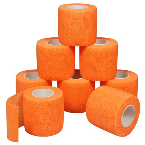 Self Adhesive Bandage Wrap Elastic Athletic Tape 8PCS 2 in X 14.7 ft Orange - color: Orange 8pcs