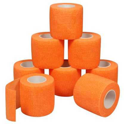 Self Adhesive Bandage Wrap Elastic Athletic Tape 8PCS 2 in X 14.7 ft Orange - color: Orange 8pcs