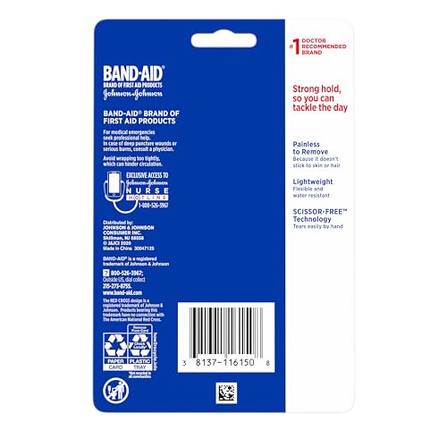 BAND-AID Brand of First Aid Products Tough Wrap, 2 in x 2.5 yd, 1 Roll | Self-Adhesive Bandage Wrap, Durable Protection for First Aid, Flexible Waterproof Wound Care for Minor Cuts, Scrapes & Burns - style: Tough Wrap