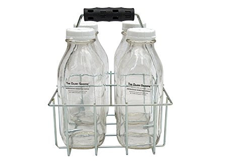 Wire Bottle Carrier for Libbey, StanPac, 32-34 oz bottles (4 Cell Carrier Only, for 32 oz Square Milk Bottles, not included) - size: 4 Cell Carrier