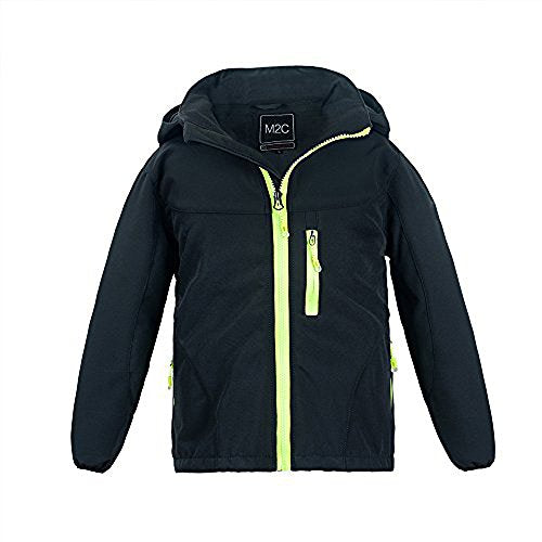 M2C Boys Girls Hooded Windbreaker Fleece Lined Softshell Jacket - color: Black, size: 4T