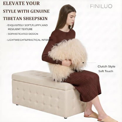 Women Luxury Real Curly Mongolian Lamb Fur Purse - color: Ivory