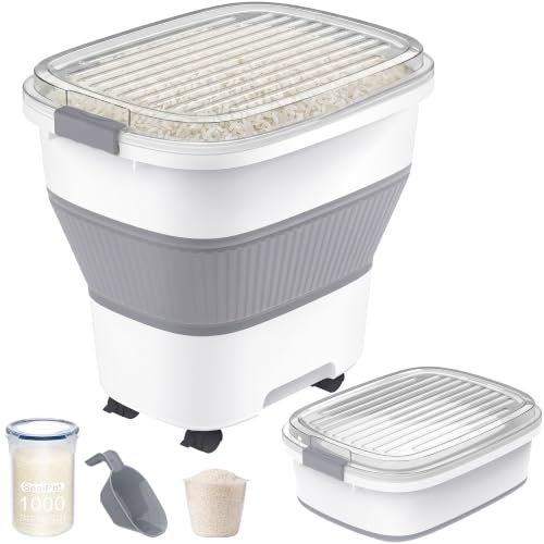 50 Lbs Rice Container, Collapsible Dog Food Storage Container - color: 50 lbs