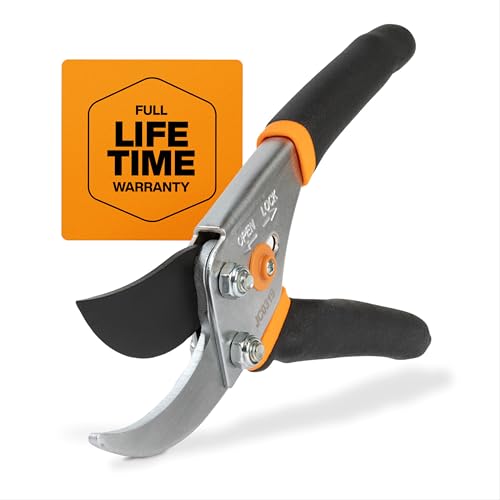 Fiskars Bypass Pruning Shears, 5/8" Cut Capacity Garden Clippers | Self-Cleaning Sap Groove Prevents Sticking, Non-Slip Grip for Cutting Stems & Branches, Steel Blades w/ Low-Friction Coating - style: Bypass Pruner