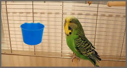 40 Pack Cage Cups Birds Feeders Seed Bowl Chicken Feeding Watering Dish Rabbit Water Food Hanging Wire Cages Box 8oz Coop Cups for Pet Parrot Parakeet Gamefowl Poultry Pigeon (Blue) - size: 40PCS Blue