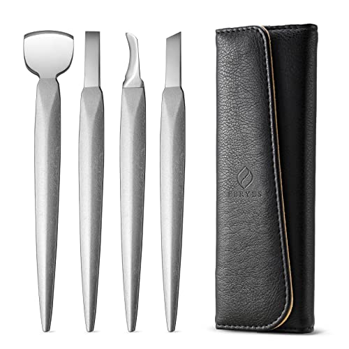 FERYES Pedicure Knife Ingrown Toenail Kit, 4 PCS Professional Pedicure Tool Kit, Top Notch Foot Blade (Leather case included) - size: 4PCS