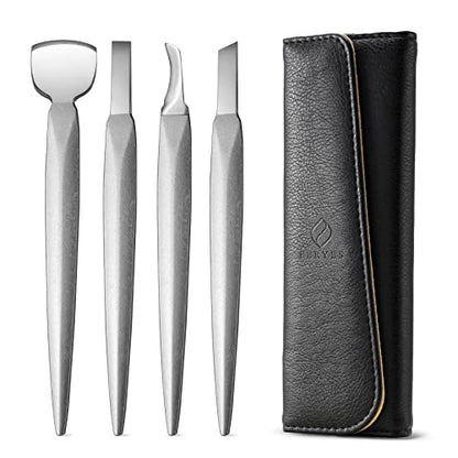 FERYES Pedicure Knife Ingrown Toenail Kit, 4 PCS Professional Pedicure Tool Kit, Top Notch Foot Blade (Leather case included) - size: 4PCS