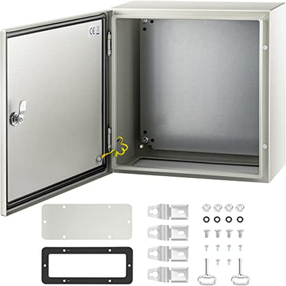 VEVOR NEMA Steel Enclosure, 16 x 16 x 8'' NEMA 4X Steel Electrical Box, IP66 Waterproof & Dustproof, Outdoor/Indoor Electrical Junction Box, with Mounting Plate - size: 16 x 16 x 8