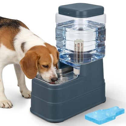 Auto Dog Water Dispenser with Stainless Steel Bowl Feeder for Pets - color: Navy, size: 6L/1.6Gallon