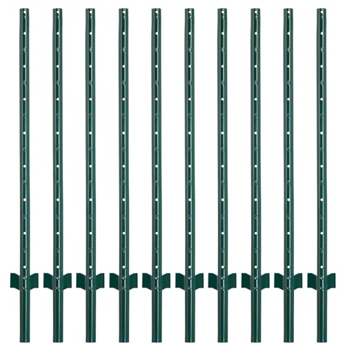 10-Pack 4.8 Feet Heavy-Duty Metal U Fence Posts for Wire Fencing - size: 4.8 Feet