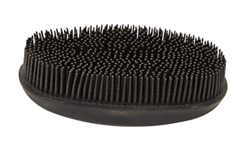 Grewal Equestrian Oval Face Grooming & Bathing Curry Brush for Horses, Dogs, Cats, & Other Pets - Very Soft Bristles (Black) - color: Black