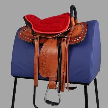 Saddle Tush Cushion Western Long Saddle Pad Horse Riding Seat Saddle Cushion Pad - color: Red style