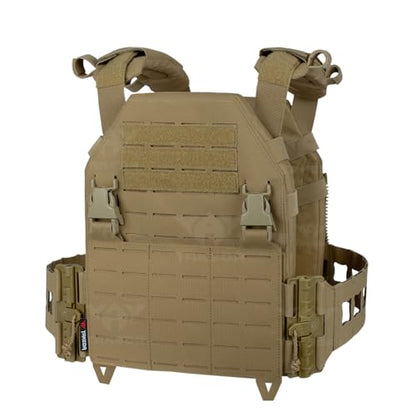 YAKEDA Tactical Training Vest with PALS System - Adjustable Straps Quick-Release Buckle for Hunting - color: Tan