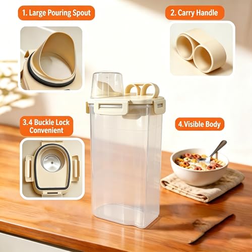 2 Lbs Small Cat Dog Food Storage Container for Bird Seed, Pet Food, 2 Pack - color: Two Beige