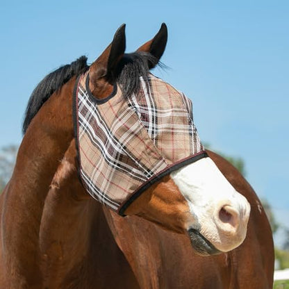 Kensington Protective Products Horse Fly MASK with Web Trim, Deluxe Black, Medium | Protects face and eyes from insects and UV rays with full visibility, dual ear openings and forelock freedom - size: M (Small Horse)