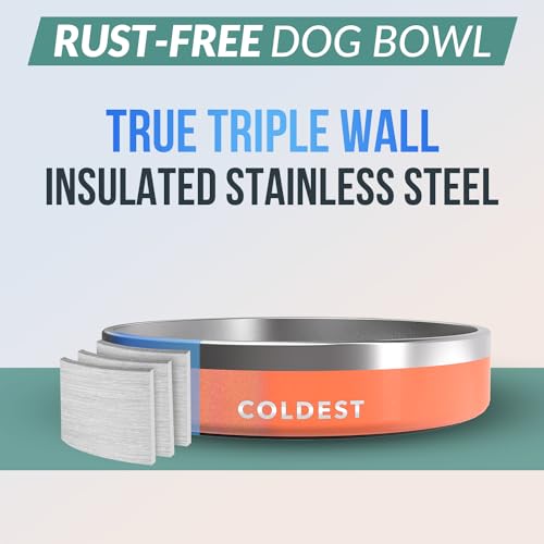 Coldest Dog Bowl - Anti Rust Metal, Non Slip, 3 Layers Insulated Stainless Steel Dog Bowls - Spill Proof & Heavy Duty - Water Bowl for Dogs, Cats & Pets, Dish Washer Safe (21 oz, Mars Red Glitter) - color: Candy Red Glitter, size: 21 oz