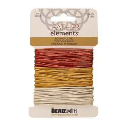 The Beadsmith Leather Cord – Copper, Gold & Silver Metallic Mix – 1mm Diameter – 24 Feet Per Card – Indian Thong for Braiding, Beading, Necklaces, Fine Lacing, Hair Accessories & DIY Jewelry Making - size: 1mm, style: Copper, Gold & Silver Metallic – 24 F
