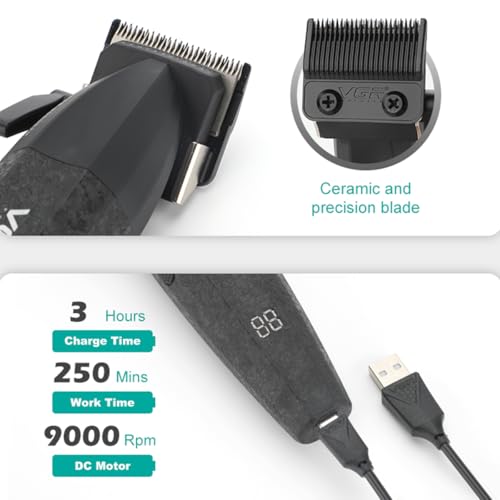 VGR 640 Professional Hair Clippers for Men with Clipper Trimmer Set, Black - color: Black