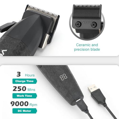 VGR 640 Professional Hair Clippers for Men with Clipper Trimmer Set, Black - color: Black