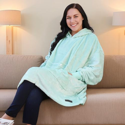 Catalonia Oversized Blanket Hoodie, Wearable Fleece Blanket Sweatshirt - color: Aqua / Fleece