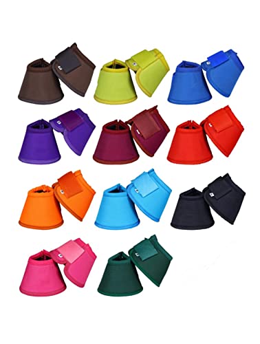 Horse Bell Boots 8 Colors Over Reach No Turn Bell Boots Wrap Tack Protection Equine (X-Large, Red)