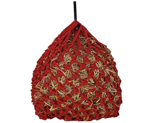 Majestic Ally 2”x2” Holes Highly Durable Very Sturdy 36" Hay Net with for Horses, Goat etc. - color: Red
