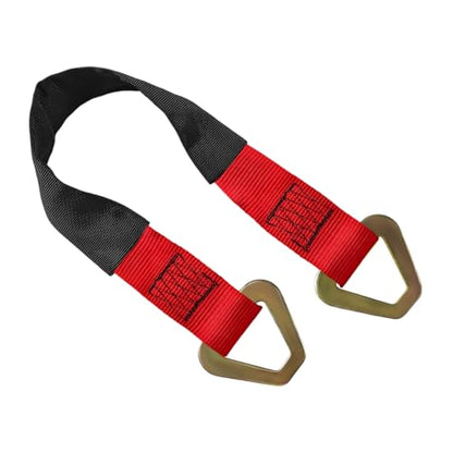 DXNQ 2" × 29" Premium Axle Tie Down Strap with D Rings, Heavy Duty Axle Strap with Protective Sleeve Working Load Limit 6614 Lbs, High Tension Axle Strap for Securing Car Transport (Red) - color: Red