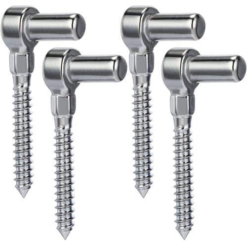 Zonon 4 Pcs Farm Gate Hinge Pin, Screw Eye Hook Bolts, 4.33 x 1.97 Inches