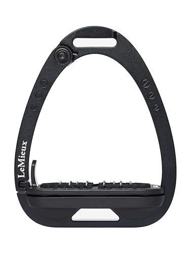LeMieux Vector Control Stirrup - New Generation - Spring Loaded Hinged Arm - Cross Track Grip Surface - color: Black