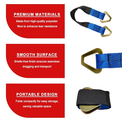 2" × 29" Premium Axle Tie Down Strap with D Rings, Heavy Duty Auto Axle Tow Strap with Protective Sleeve, 6614 Lbs Tire Wheel Tie-Down Straps for Securing Vehicle Transport (Blue) - color: Blue