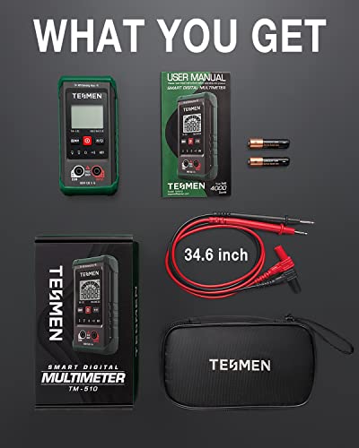 TM-510 Digital Multimeter, 4000 Counts, Smart Measurement, Auto-Ranging Voltmeter; Voltage Tester with Non-Contact Voltage Function, Measures AC/DC Voltage, Resistance, Continuity – Green (Pack of 2) - size: TM-510 Auto Multimeter (Pack of 2)
