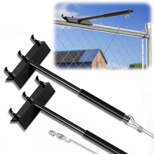 Chain Link Fence Top Rail Tensioner Tool, Heavy-Duty Steel Stretcher with 3 Hooks & 28" Cable Hook, 300 lbs Pull Capacity, Easy One-Person Installation, Black, 2PC - color: Black