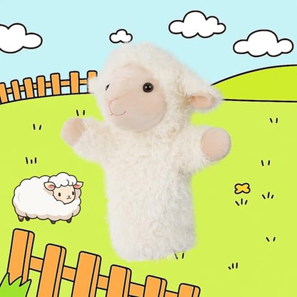 Sheep Hand Puppets Lamb Plush Toy Stuffed Animal Soft Fuzzy for Baby Story Time Safe Washable Stuffed Adult Hands Fit Interactive Play - color: Sheep