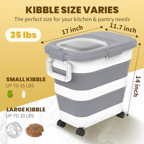 HOYTAMDA 25-35Lbs Collapsible Rice Container,Food Storage Containers Wheels - color: Grey/25-35lbs