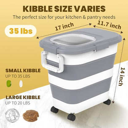 HOYTAMDA 25-35Lbs Collapsible Rice Container,Food Storage Containers Wheels - color: Grey/25-35lbs