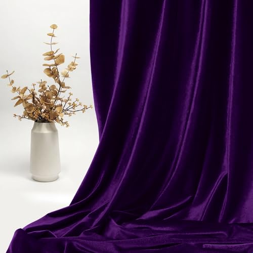 KKJIAF 2 Yard Dark Purple Stretch Velvet Fabric 60" Wide for DIY Crafts - color: Dark Purple, size: 2 Yard