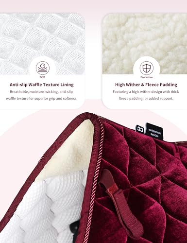 Harrison Howard Close Contact Horse Saddle Pad for Jumping, w/Velvet Hue - color: Burgundy