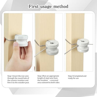 30 Pcs WP36 Corner Post Ceramic Fence Insulator White Circular Donut Electric Porcelain Insulator for Wood Post Wire Fence