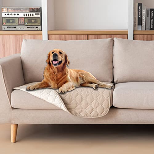 gogobunny Waterproof Armchair Covers for Pets, Anti Hair and Easy Care - color: Dark Beige/Light Beige, size: 30x30 Inch (Pack of 1)
