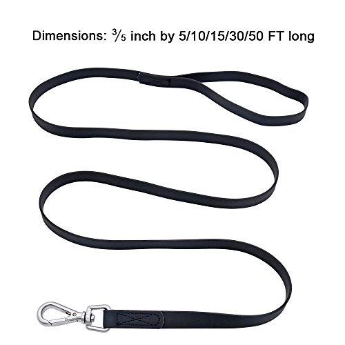 Waterproof Dog Training Leash 50FT 30FT 15FT 10FT 5FT Heavy Duty Recall Long Lead for Large Medium Small Dogs (10FT, Black) - color: Black, size: 10FT