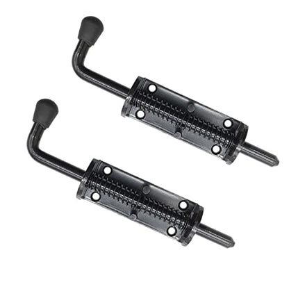 Black 2 Packs 6.5 Inch Heavy Duty Spring Loaded Latch Pin, Sliding Barrel Bolt Door Lock for Chests/Cabinets/Utility Trailer Gate, 2mm Thickened Interior and Outdoor Latch - size: 6.5