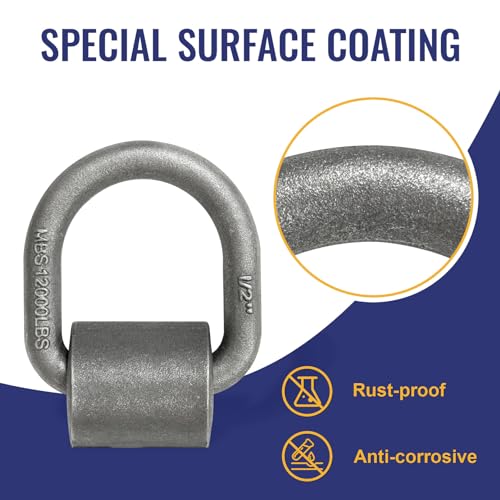 Grandroad auto 12 Pack Weld-On Forged D Ring, Heavy Duty 1/2" D-Ring Trailer Tie Down Anchor with MBS:12,000 lbs for Trailer, Truck Cargo, RV, ATV Tiedowns, Farm Applications and More. - size: 1/2“-12pack
