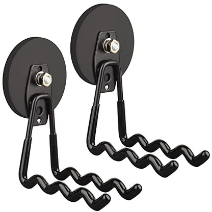 ULIBERMAGNET Magnetic Hooks - Heavy Duty Power Tool Organizer with Large Magnets, 2 Pack for Drill & Garden Tool (Black) - style: 3.46" Large Powerful Wave Black