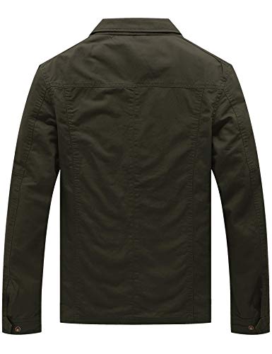 WenVen Men's Casual Canvas Cotton Military Lapel Jacket - color: Army Green, size: 3X-Large